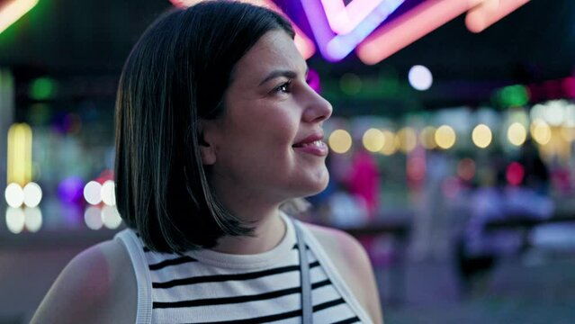 Young beautiful hispanic woman smiling confident standing at Prater Vienna