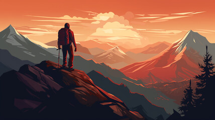 Fototapeta premium a man in the mountains