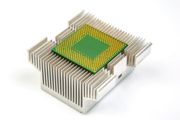 Chipset and heatsink for computer. electronic component of computer technology. computer industry