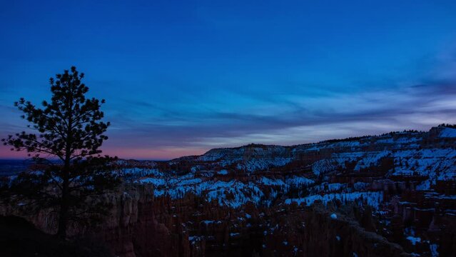 Time Lapse - Beautiful Clouds Moving Over Bryce Canyon National Park in Utah in Winter