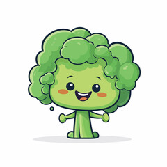 Brocolli in cartoon, doodle style. 2d vector illustration in logo, icon style. Black and white AI Generative