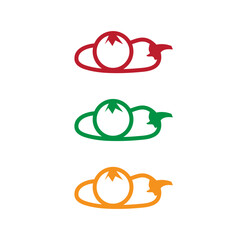 pepper and tomato simple vector logo set