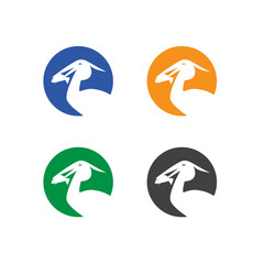 heron holding fish in beak simple vector logo set