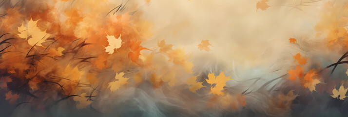 Obraz na płótnie Canvas abstract artistic autumn backdrop, fall design background in orange colors, generative AI