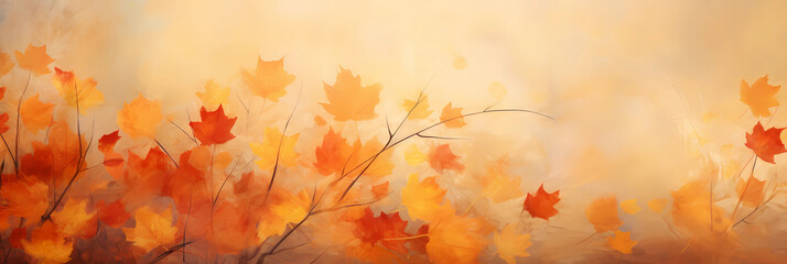 Naklejka na ściany i meble abstract artistic autumn backdrop, fall design background in orange colors, generative AI