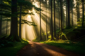 Obraz premium sunrise in the forest