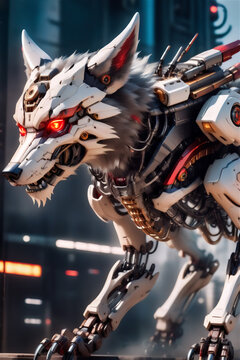 Cyborg dog, guard dog is the security system. Cyborg Wolf.