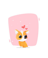 Illustration of corgi dog in a lovely mood