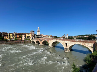 Bridge Ponte Pietra in Verona in Italy