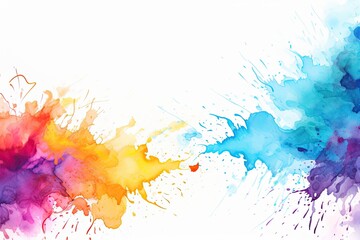 Abstract watercolor background. Colorful splashes on white background. Abstract expressionism background with watercolor splashes on the white background, AI Generated