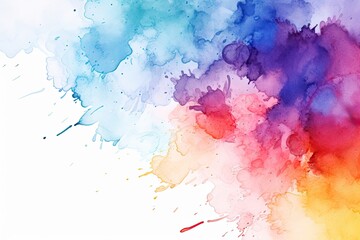 Abstract watercolor background. Hand-painted background. Colorful texture. Abstract expressionism background with watercolor splashes on the white background, AI Generated