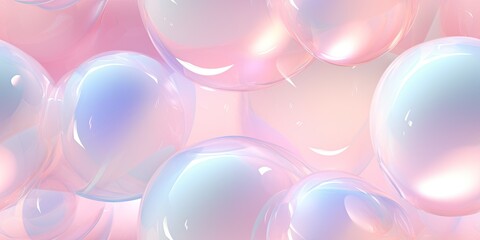 Seamless background of mix sizes iridescent pastel 3d spheres