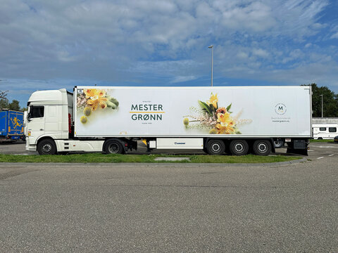 Breda, the Netherlands - August 16, 2023: Mester Gronn delivery truck parked on a public parking lot.