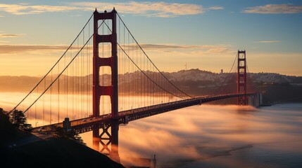 Golden Gate Bridge in the United States sunrise - obrazy, fototapety, plakaty