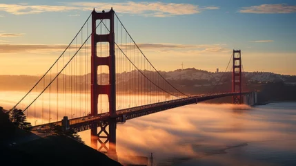 Cercles muraux Pont du Golden Gate Golden Gate Bridge in the United States sunrise
