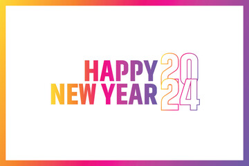 Fototapeta na wymiar colorful 2024 new year celebration card design with white background. (happy new year 2024) Vector illustration, poster, celebration card, graphic, post and story design