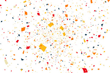 Colorful Confetti for Banner, Cover, Poster, Website, Placard, Advertising. 3D Geometric Background for Birthday, Holiday, Party, Festival. Vector illustration