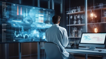 concept of AI-enabled personalized medicine, showcasing the use of patient data, genetic information, and AI algorithms