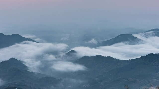 Time Lapse - Moving Fog over Alishan Mountains in Taiwan