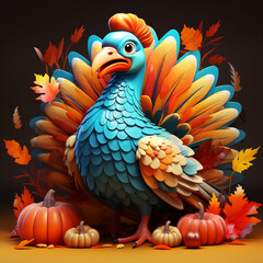 Thanksgiving Turkey Celebration - Festive 3D Icon Illustration