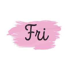 stickers with days of the week, day friday on a spot with brush strokes