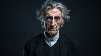 Fototapeta premium Elderly male professional photoshoot on studio background, header or banner