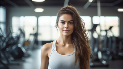 Fototapeta premium Beautiful girl in gym with sports clothes exercising