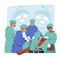 Surgeon Characters Team Perform Precise Incisions, Remove Or Repair Tissues, And Use Advanced Technology