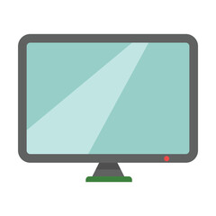 Wide computer monitor with thin bezels. Modern high tech electronic devices cartoon illustration. Technology and leisure concept. Colored flat vector isolated on white background