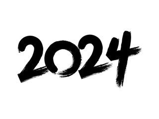 『2024』筆書き文字A：黒