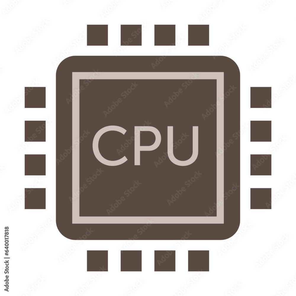 Poster computer central processing unit. modern high tech electronic device cartoon illustration. technolog
