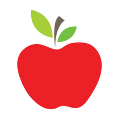 Ripe red apple. Delicious, healthy nutritious food cartoon illustration. Fruits concept. Colored flat vector isolated on white background