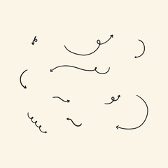 set of bend arrows doodle good for journaling 