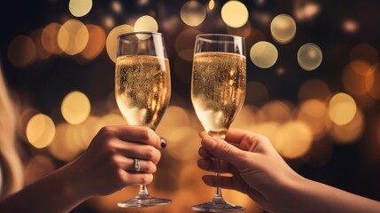 toasting with champagne flutes