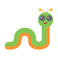 Bright green caterpillar. Cute wild animals cartoon illustration. Insects concept. Colored flat vector isolated on white background