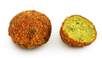 falafel ball with half isolated on a white background with full depth of field