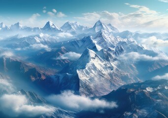 Epic Mountain Scenery. Digital poster. Generative ai.