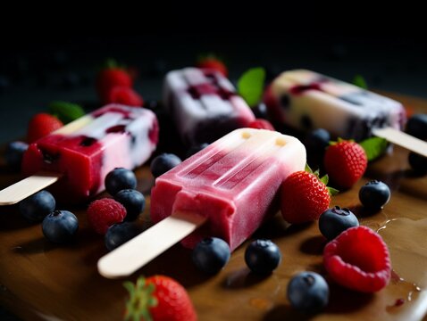 Sunny Days Served on a Stick Berry and Cream Popsicles