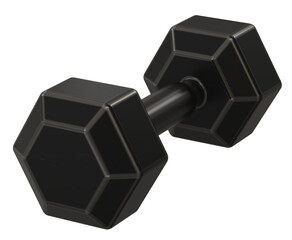 Black Hexagonal Dumbbell 3D Rendering