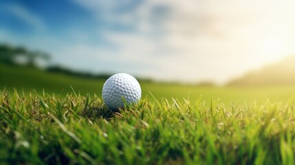 Obraz premium Golf ball on a vibrant green field
