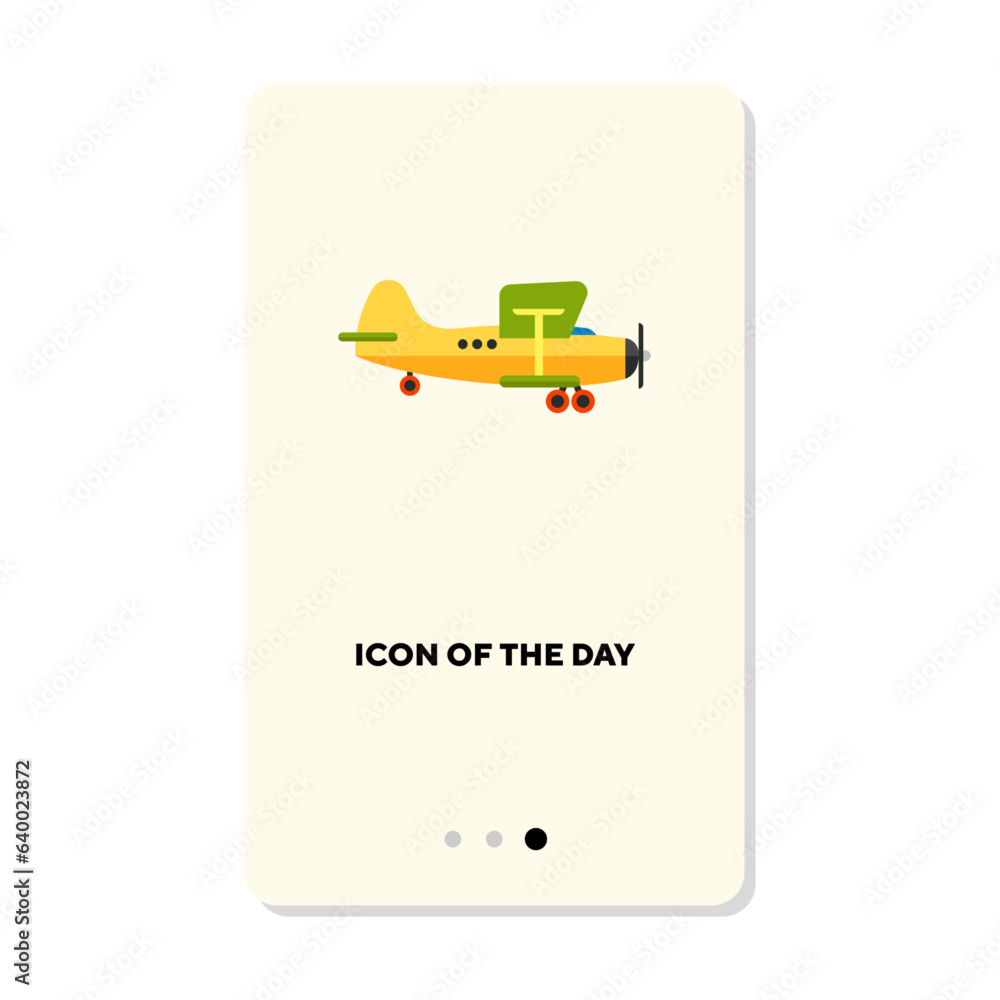 Poster travelling by plane flat vector icon. flying plane isolated vector. aircraft and transportation conc