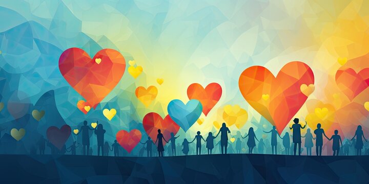 hearts and love and togetherness concept design illustration