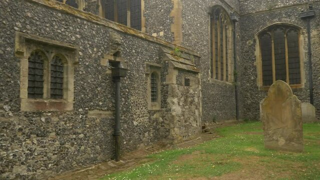 Old Flint Church Castle Wall Ornate Polymer Concrete Grave Stones Pan