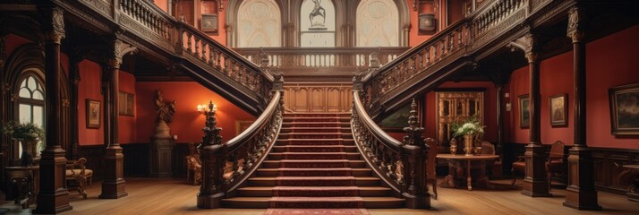 Victorian architecture style interior photorealistic image made by generative AI - Powered by Adobe