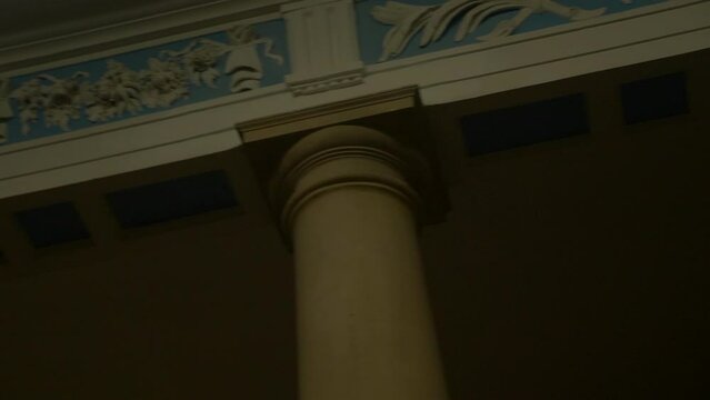 Ornate Carvings Inside Church on Top Of Pillars Look Up Architecture