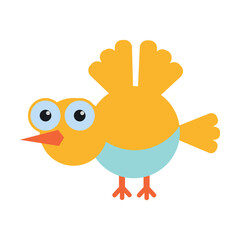 Bright flying bird. Cute wild animals cartoon illustration. Birds concept. Colored flat vector isolated on white background