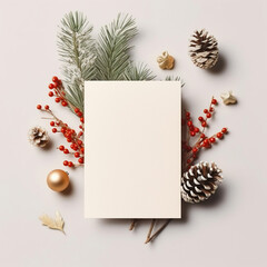 Fototapeta na wymiar Christmas greeting card, mockup