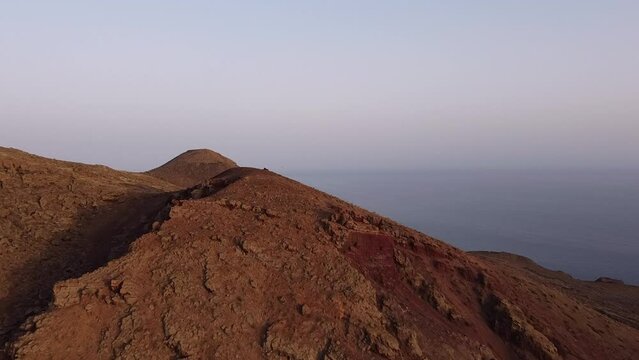 aerial view of the arid landscapes and volcanoes  of the island of el hierro in the canary islands