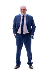 Old businessman isolated on white