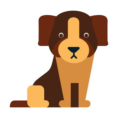 Cute little puppy. Domestic animals cartoon illustration. Pets concept. Colored flat vector isolated on white background